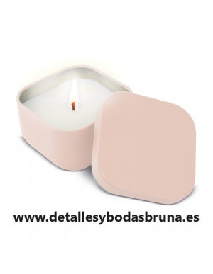 Vela Aromática Latita Cuadrada Rosa