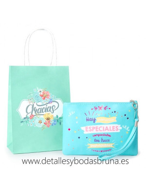 Neceser Portatodo Frases Colores Pastel con Bolsa Gracias