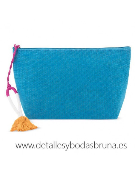Neceser de Yute Étnico Turquesa