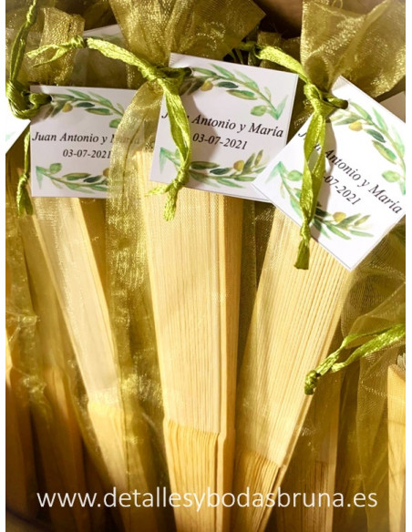 Abanico de Bambú Blanco Personalizado