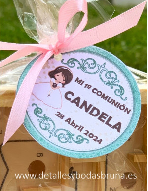 Tarjeta personalizada Comunión Niña Verde Agua