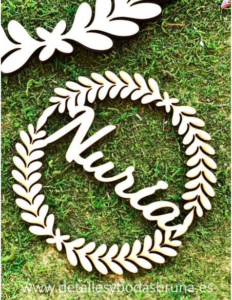 Corona de Madera Personalizada Hojas Mini