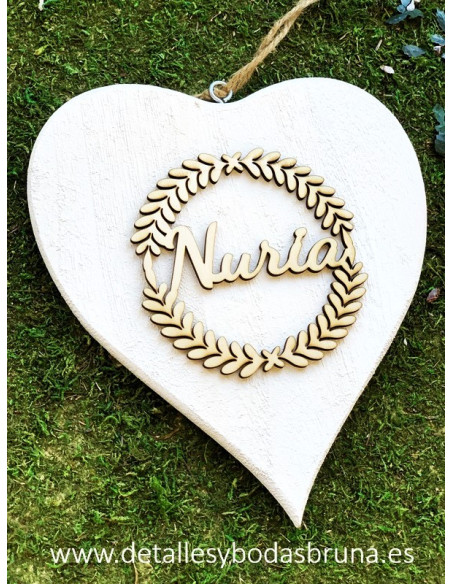 Corona de Madera Personalizada Hojas Mini