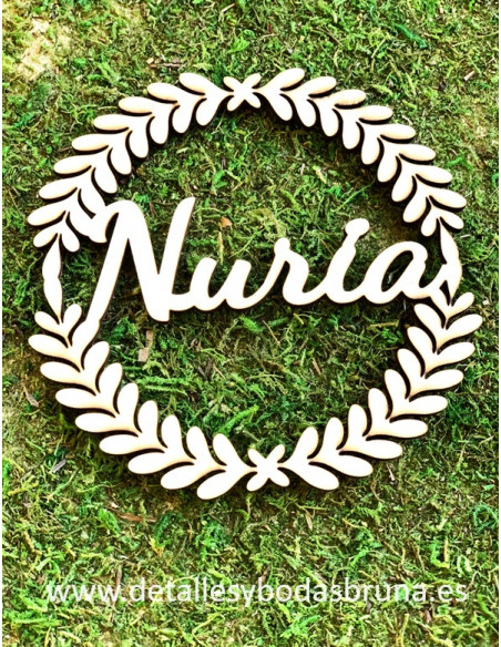 Corona de Madera Personalizada Hojas Mini