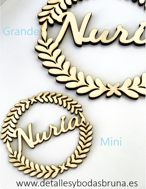 Corona de Madera Personalizada Hojas Mini