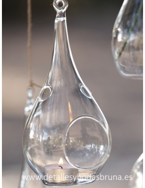 Portavelas de cristal Colgante