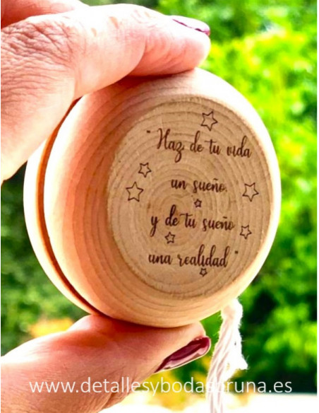 Yoyo de madera Personalizado Cuento con Mensaje grabado a dos caras