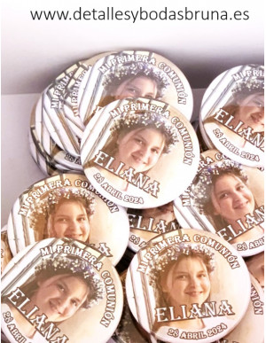 Abrebotellas Chapa Imán Comunión con Foto Personalizado 2