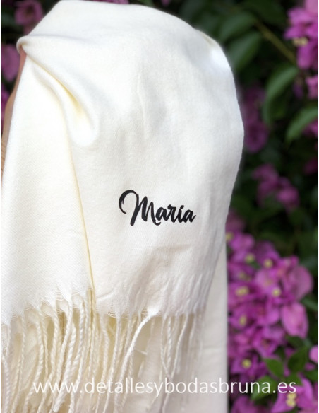 Pashmina Beige Personalizada con Nombre