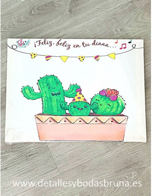 Árbol de Huellas Cactus Feliz en tu Día -ULTIMA UNIDAD-