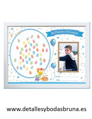 Marco Árbol de huellas Comunión con foto niño