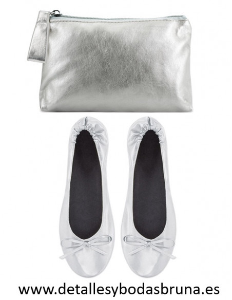 Bailarina y Neceser para Boda y Comunión Plata (Lote 12 pares)