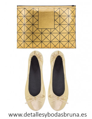 Bailarina y Neceser Vintage para Boda Color Oro (Lote 12 pares)