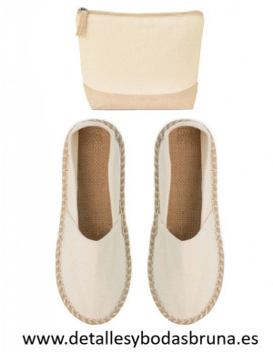 Alpargatas Beige y Neceser para Boda (Lote de 12 pares)