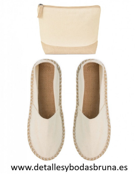 Alpargatas Beige y Neceser para Boda (Lote de 12 pares)