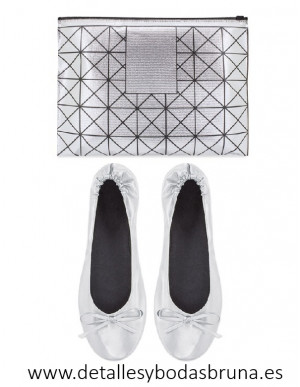 Bailarina y Neceser Vintage para Boda Color Plata (Lote 12 pares)