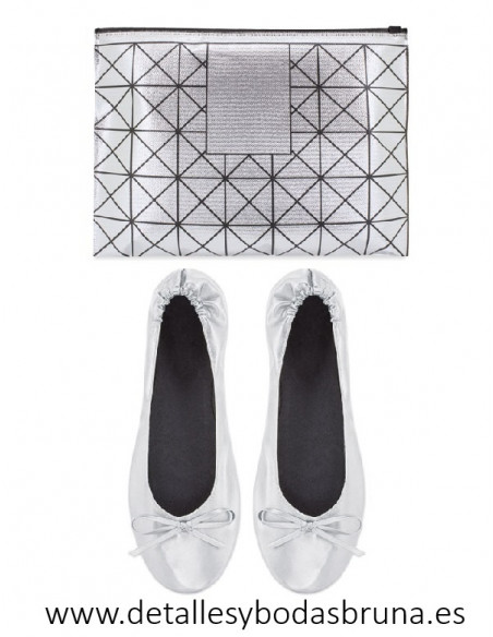 Bailarina y Neceser Vintage para Boda Color Plata (Lote 12 pares)