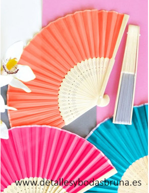 Abanico de Bambú Naranja