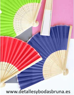 Abanico de Bambú Azul