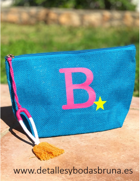 Neceser de Yute Étnico Personalizado Inicial