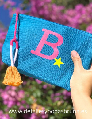 Neceser de Yute Étnico Personalizado Inicial