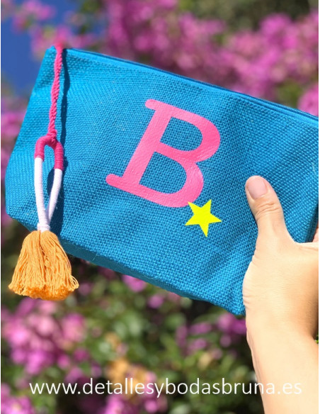 Neceser de Yute Étnico Personalizado Inicial