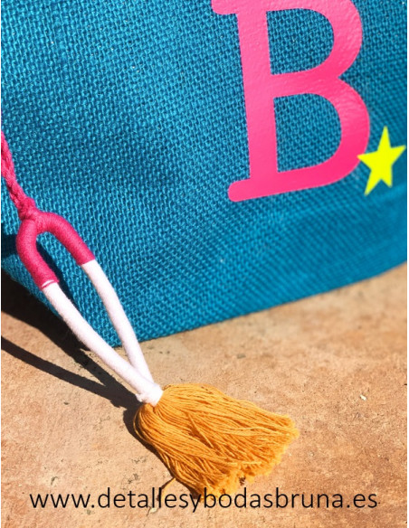 Neceser de Yute Étnico Personalizado Inicial