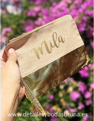 Neceser Personalizado Yute y Oro 2