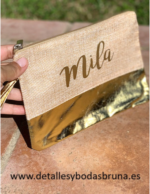 Neceser Personalizado Yute y Oro