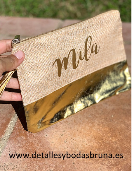 Neceser Personalizado Yute y Oro