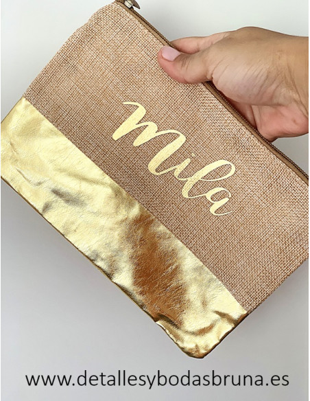 Neceser Personalizado Yute y Oro