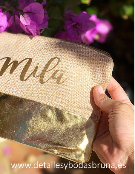 Neceser Personalizado Yute y Oro