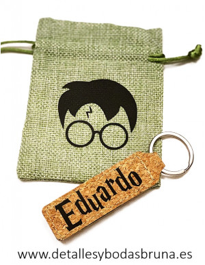 Llavero de Corcho Personalizado Harry Potter con Bolsa