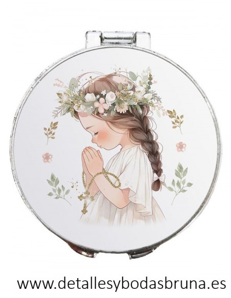 Espejo de Comunión Niña Flores