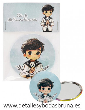 Espejo de Comunión Niño Marinero con Bolsa y Cierre