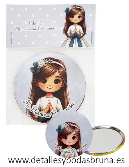 Espejo de Comunión Niña Pelo Largo con Presentación