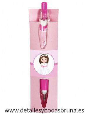 Bolígrafo para Comunión Niña Rosa Fucsia