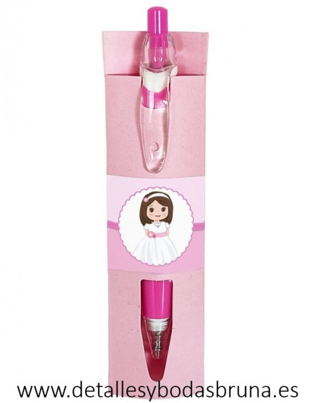 Bolígrafo para Comunión Niña Rosa Fucsia