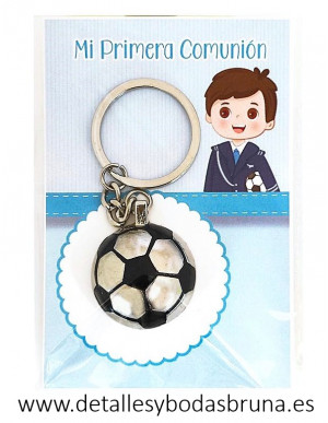 Llavero Balón de Fútbol con Tarjeta Comunión