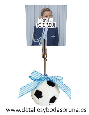 Pinza Portafotos Balón de Fútbol para Comunión con Lazo