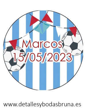 Etiquetas Adhesivas Comunión Fútbol Rayas Marineras