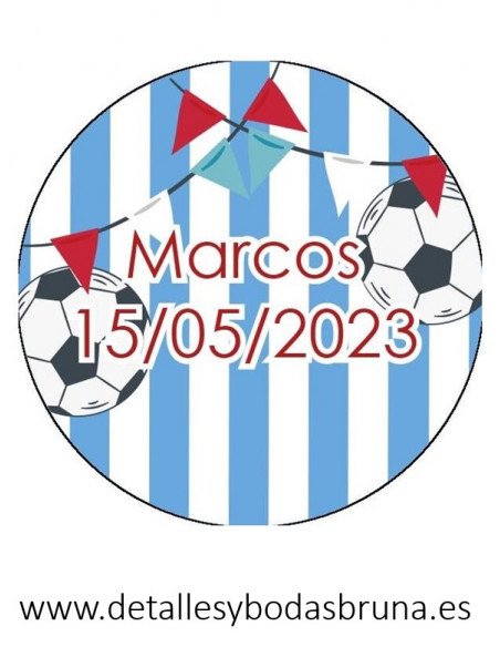 Etiquetas Adhesivas Comunión Fútbol Rayas Marineras