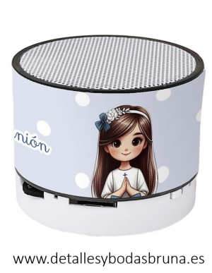 Altavoz Inalámbrico Comunión Niña Azul Lunares