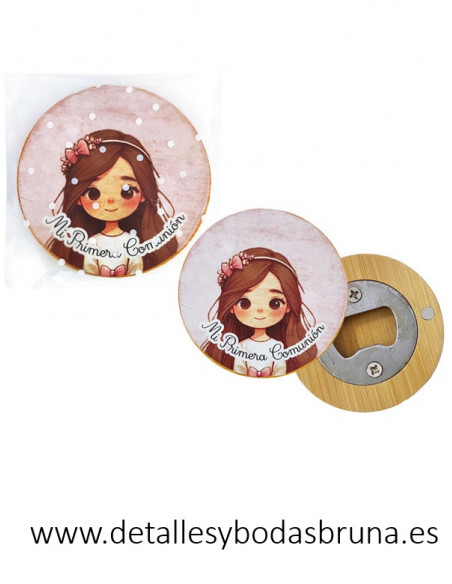 Abrebotellas Comunión Niña Rosa con Bolsa