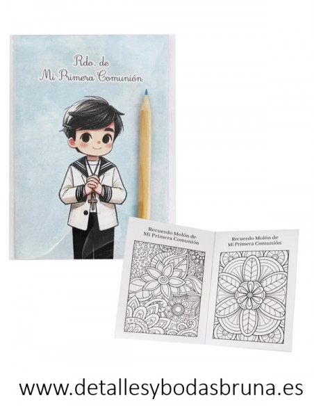 Libreta para Colorear Comunión Niño Marinero Mandalas