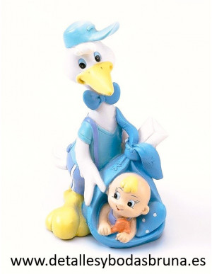 Figura de Bautizo Cigüeña Azul Niño
