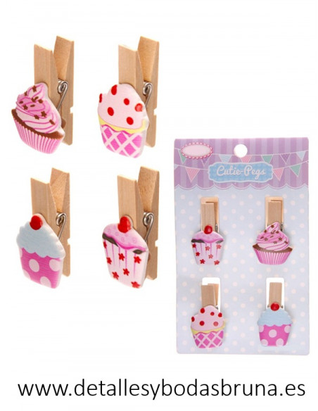 Pinzas Cupcake 4 unidades