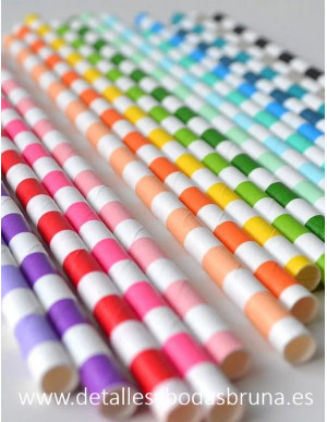 Pajitas de Rayas de Colores Surtidos 80 unidades