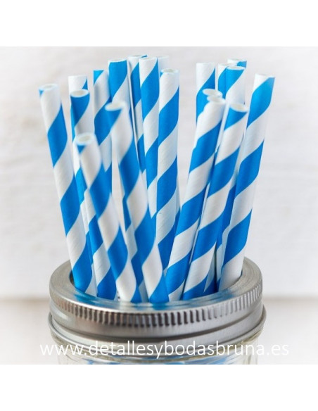 Pajitas de papel Rayas Azul