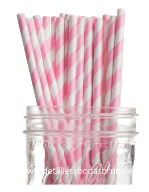 Pajitas de Papel de Rayas Rosa